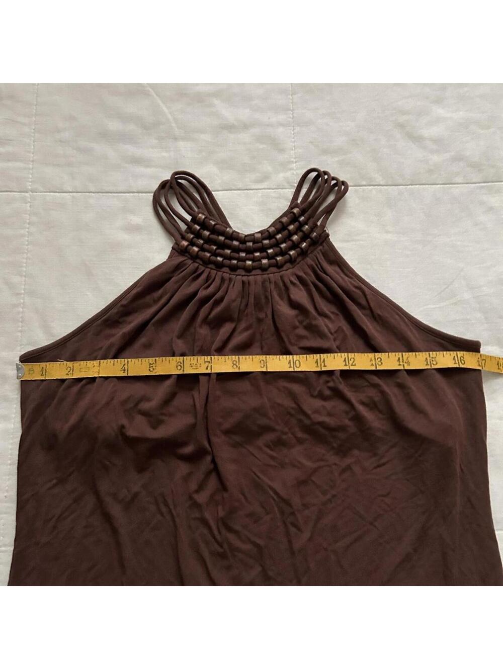 Michael Kors Brown Beaded Halter Top Shelf Bra Size L - Picture 8 of 8